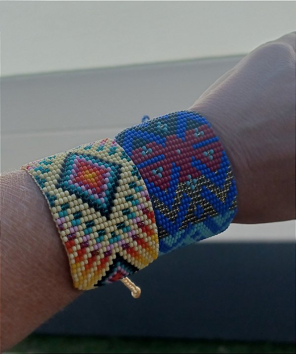 Pulseira Miçangas coloridas Grande Azul