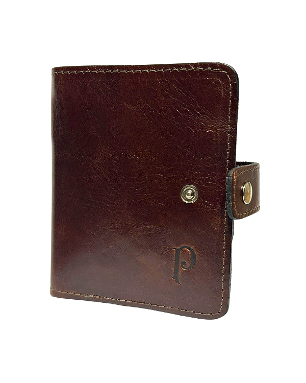 CARTEIRA PALMEIRAS OFICIAL 'P' 2017 COURO LEGÍTIMO MARROM C/ BOTÃO MAGNÉTICO