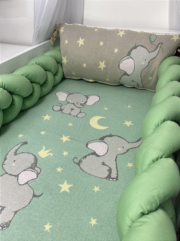 Kit Berço - Elefante - Tricô - 4 Peças