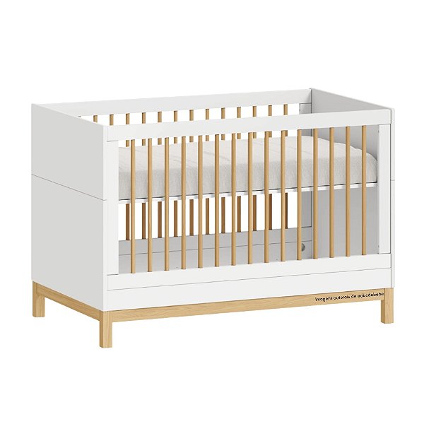 Berço Cozy - Branco Com Carvalho - prontaentrega