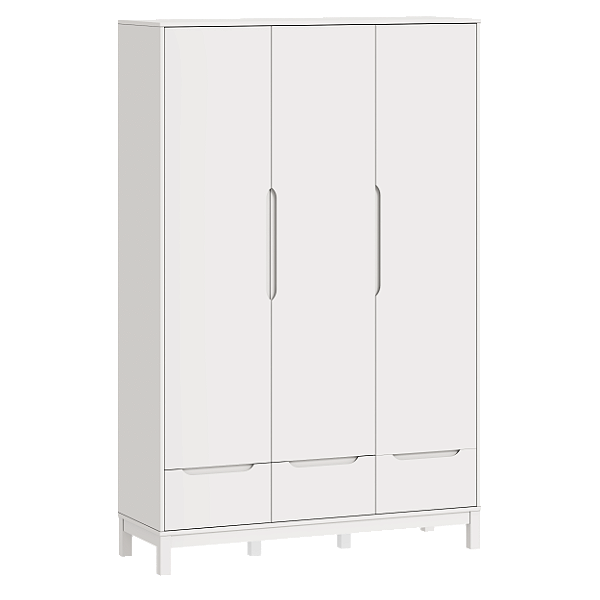 Armário Roupeiro 3 Portas Cozy - Branco - prontaentrega