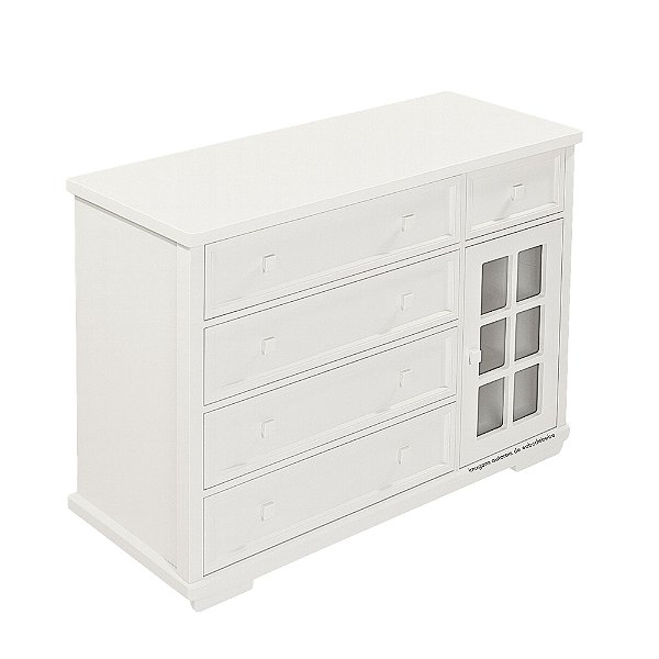 Cômoda Encanto - Com Porta De Vidro - Branco Fosco