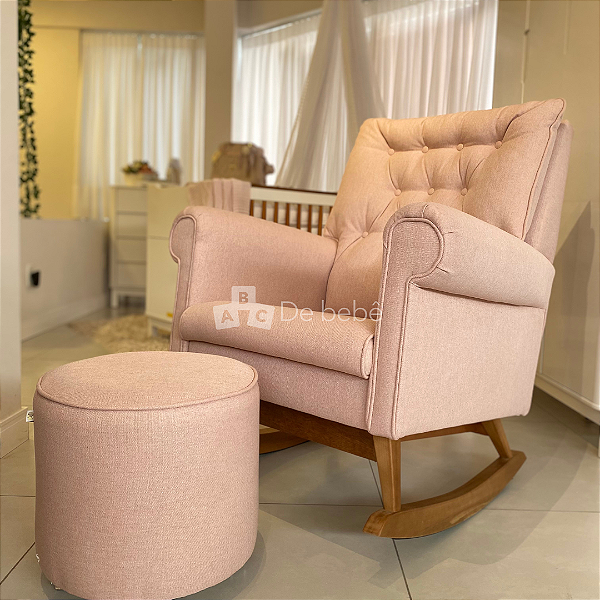 Poltrona de Amamentação Lavanda - Puff Beta - Balanço - Tecido 107A - Abstratto - prontaentrega