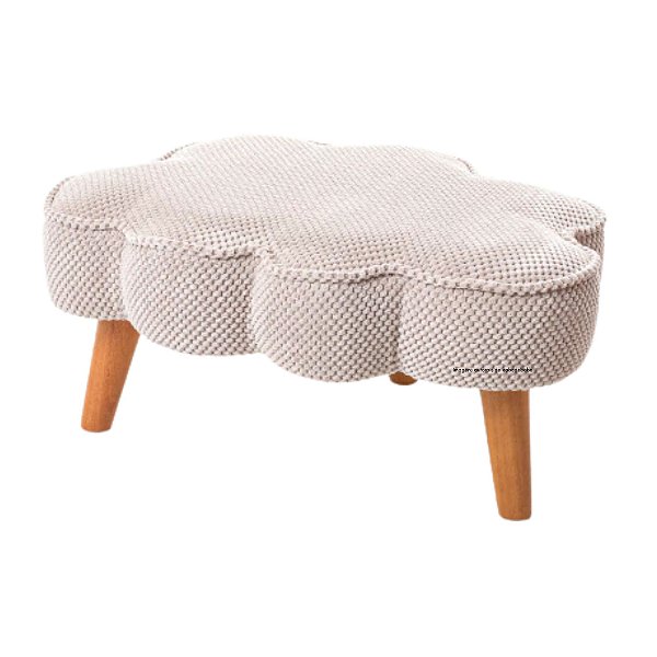 Puff Nuvem - Pés Baixo - Veludo Bege - Tecido 110A