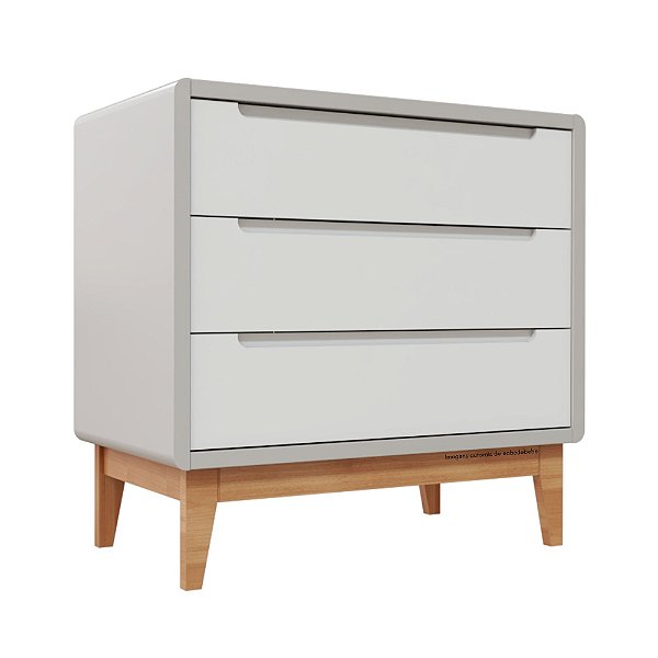 Cômoda Bo - Sem Porta - Cinza Branco / Jequitiba