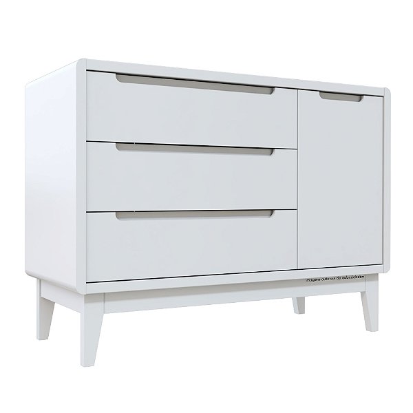 Cômoda Bo - Com Porta - Branco / Branco