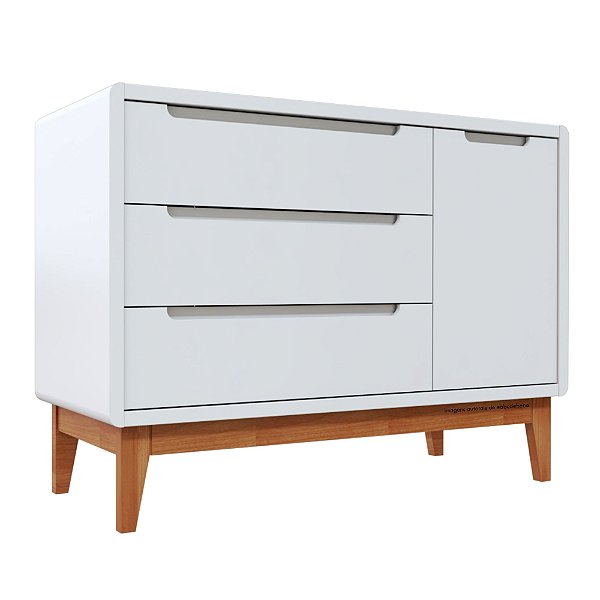 Cômoda Bo - Com Porta - Branco / Jequitibá