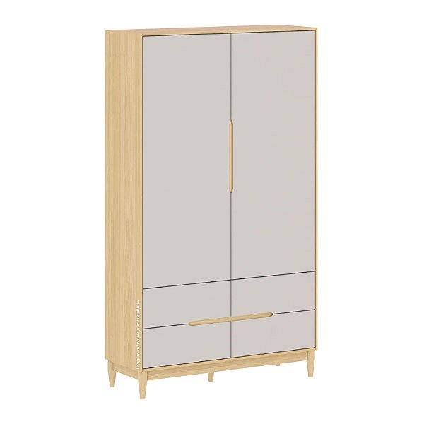 Guarda-Roupa Tomi - 2 Portas - Carvalho Com Cinza