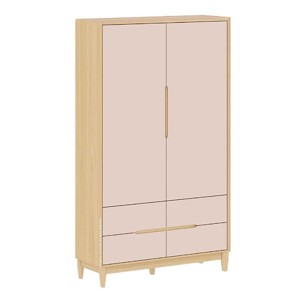 Guarda-Roupa Tomi - 2 Portas- Carvalho Com Rosa