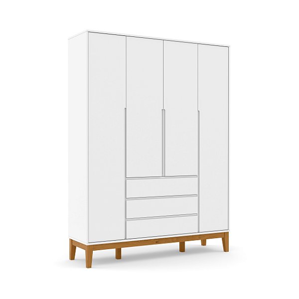 Roupeiro 4 Portas Nature - Branco/Ecco wood - 70917