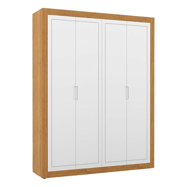 Guarda-Roupa Tutto New - 4 Portas - Freijó / Branco Soft - 70794 - prontaentrega