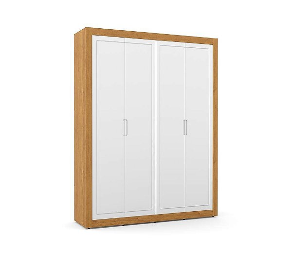 Armário Roupeiro Tutto New - 4 Portas - Freijó / Branco - 70794 - prontaentrega