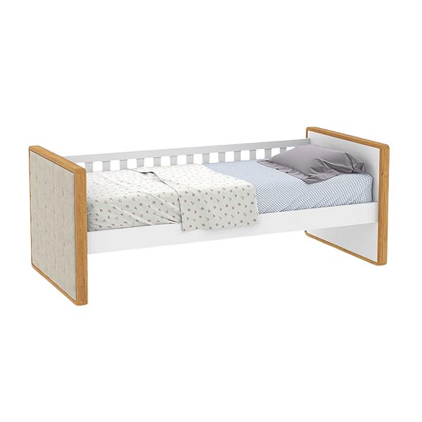 Cama Babá Tutto New - Com Capitonê - Branco / Freijó - 51615