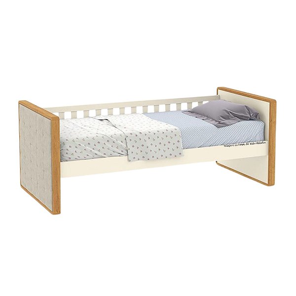 Cama Babá Tutto New - Com Capitonê - Off White / Freijó - 51616