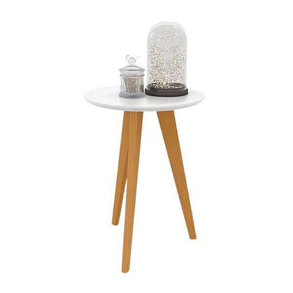 Mesa Lateral Liv - Branco Soft / Eco Wood - 51413 - prontaentrega