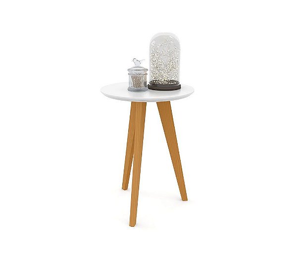 Mesa Lateral Liv - Branco - Pés Freijo - 51413 - prontaentrega