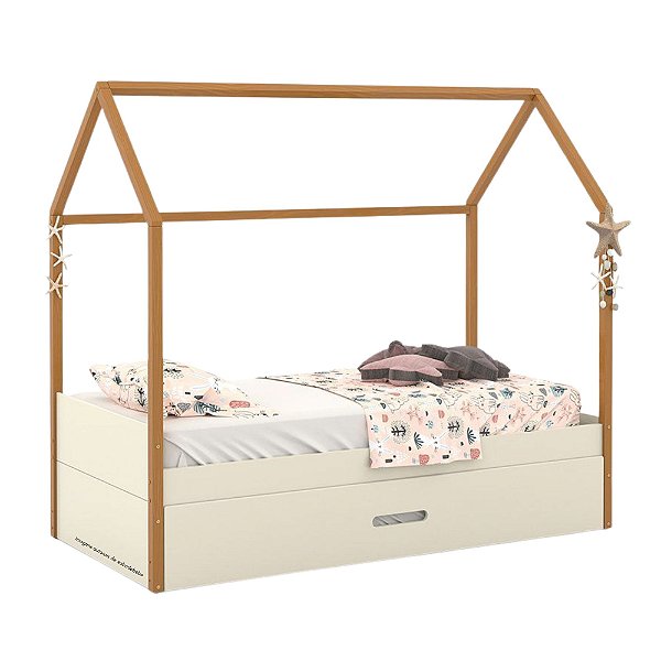 Cama Kids Liv - Com Auxiliar - Off White / Freijó 51583