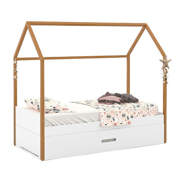 Cama Kids Liv - Com Auxiliar - Branco / Freijó 51582
