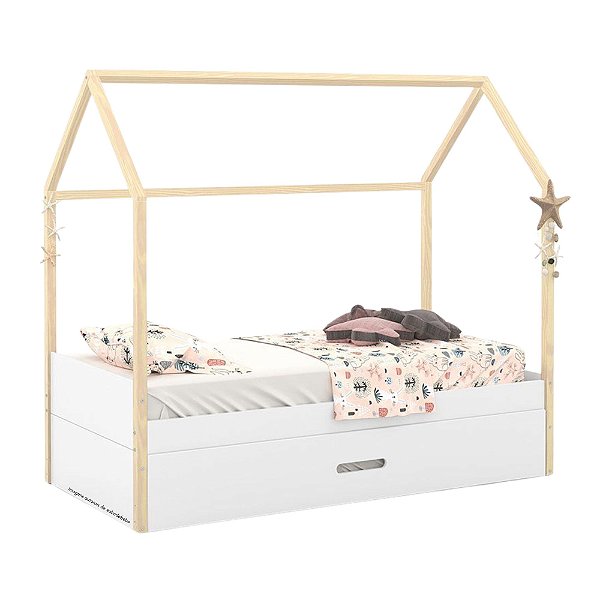 Cama Kids Liv - Com Auxiliar - Branco / Natural  51578