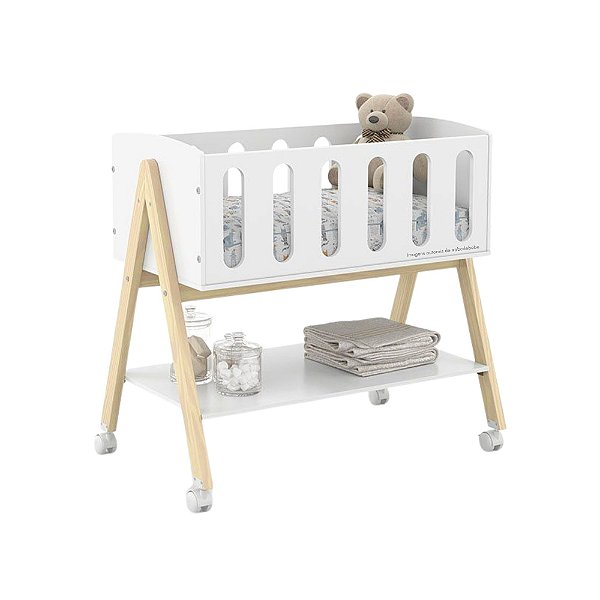 Mini Berço Sissi - Branco Soft / Natural - 61366 - prontaentrega