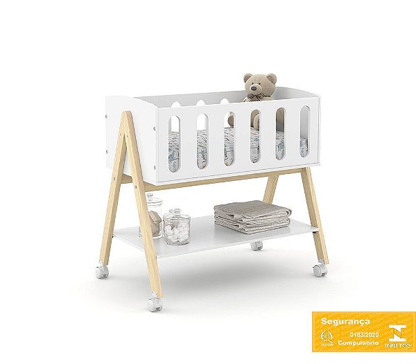 Mini Berço Sissi - Branco/Natural - 61366 - prontaentrega