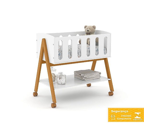 Mini Berço Sissi - Branco/ Eco Wood - 61360 - prontaentrega
