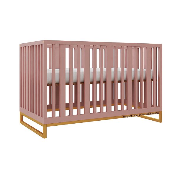 Berço Fio - 2 em 1 - Com Pé Dourado - Rose
