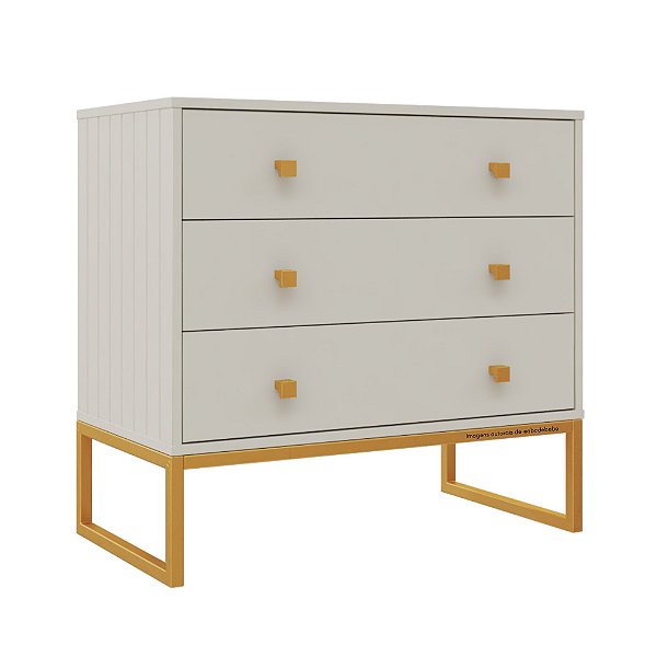 Cômoda Fio - Areia - Pé Dourado