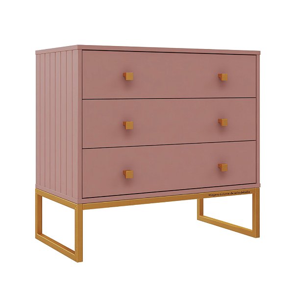 Cômoda Fio - Rose - Pé Dourado