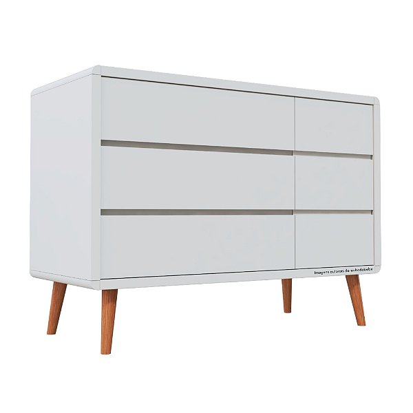 Cômoda Sonhos - Com Porta - Pés Madeira - Corpo Branco