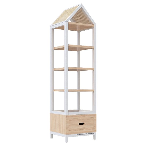 Estante Tupi 50 Com Telhado - Carvalho / Branco