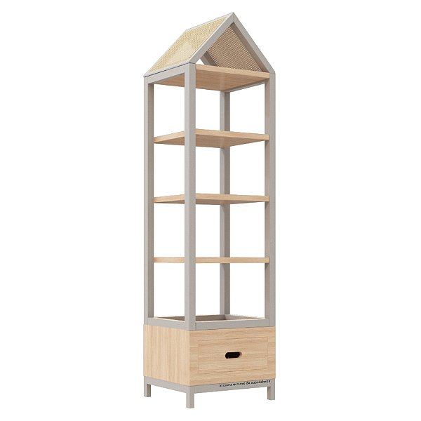 Estante Tupi 50 Com Telhado - Carvalho / Cinza