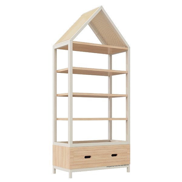 Estante Tupi 90 - Com Telhado - Carvalho / Areia