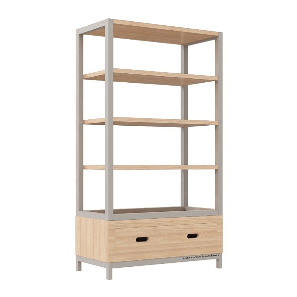 Estante Tupi 90 - Carvalho / Cinza