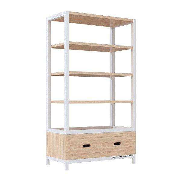 Estante Tupi 90 - Carvalho / Branco