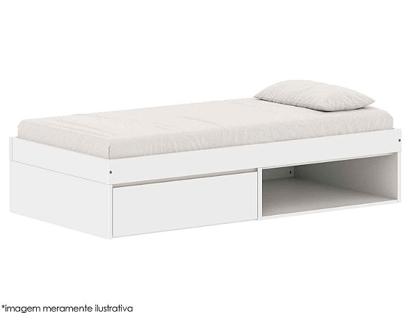 Cama Arcos Play - 1 Gaveta e 1 Espaço Para Futon - Branco