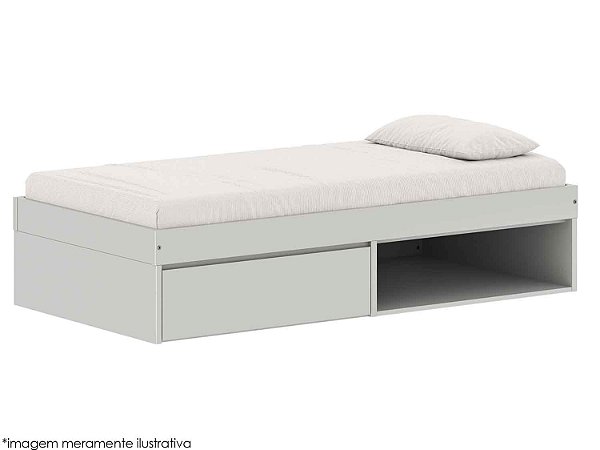 Cama Arcos Play - 1 Gaveta e  1 Espaço Para Futon - Cinza Beton