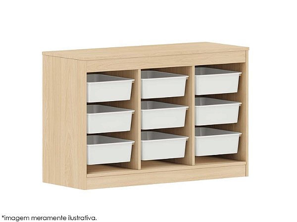 Nicho Organizador de Brinquedos - Aberto Com Bandejas - Carvalho Malva