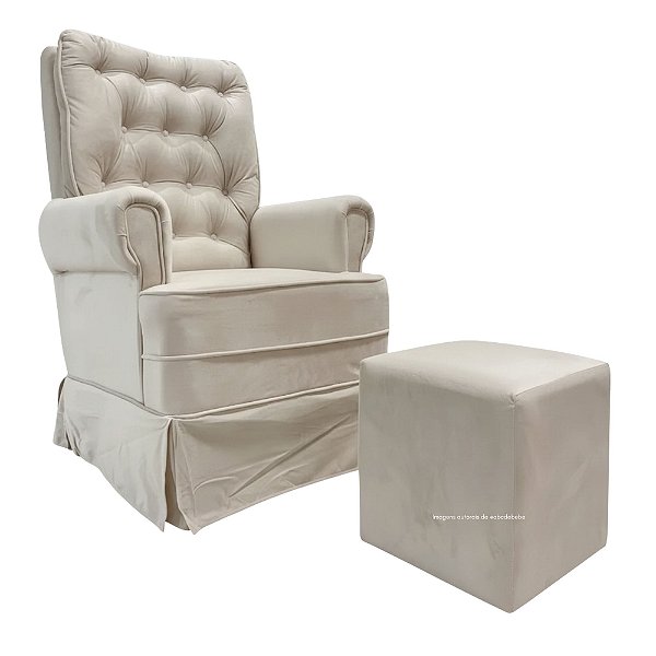 Poltrona De Amamentação Sonhos - Com Balanço - Com Puff - TB404 - Suede Bege