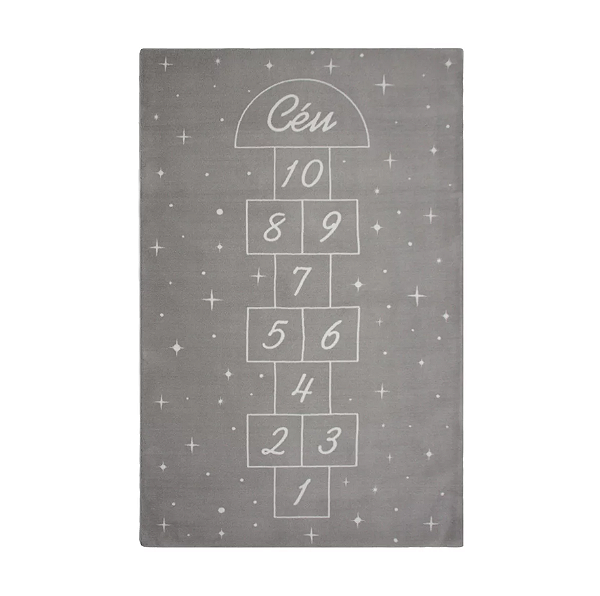 Tapete - amarelinha estrelas em cinza - quadrado