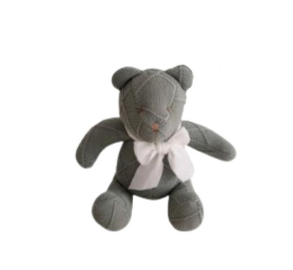 Almofada Urso - Trico - Off White 001 / Verde Mare 013