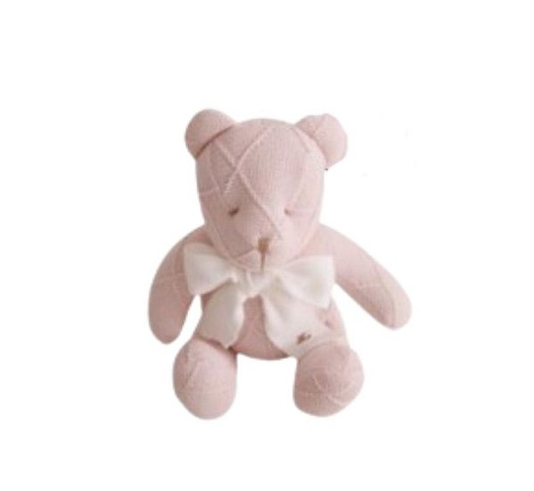 Almofada Urso - Trico - Off White 001 / Rosa Pastel 003