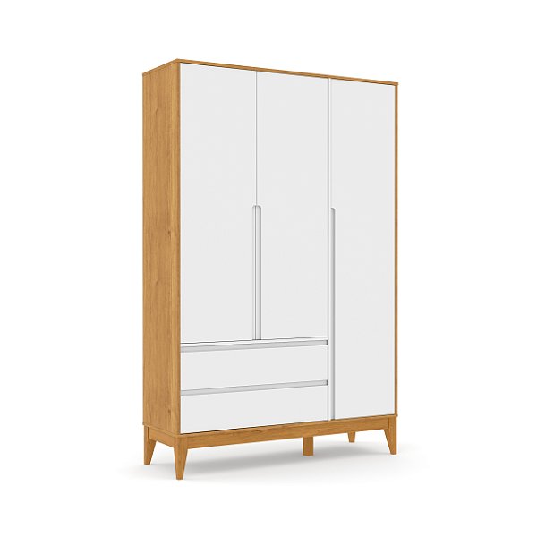 Guarda-Roupa Nature - 3 Portas -Freijó / Branco Soft / Eco Wood - 71292