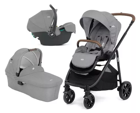 Combo Carrinho Versatrax e - Carrinho + Bebê Conforto + Moisés - Cinza Pebble - Joie