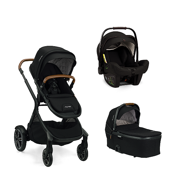 Combo Demi Grow - Carrinho + Moisés + Bebê conforto - Nuna - Preto Caviar