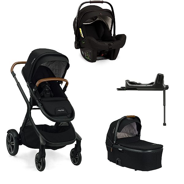 Combo Demi Grow - Carrinho + Moisés + Bebê Conforto + Base isofix - Nuna - Preto Caviar