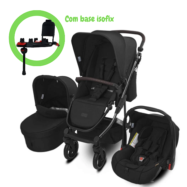 Carrinho Como 4 Linha Diamond - Cor Dolphin - Com Moisés + Bebê Conforto + Base Isofix + Adaptador + Bolsa - Abc Design