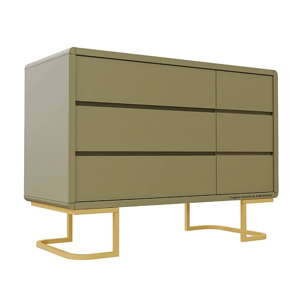 Cômoda Sonhos - Com Porta - Pés Metálicos - Verde Cacto