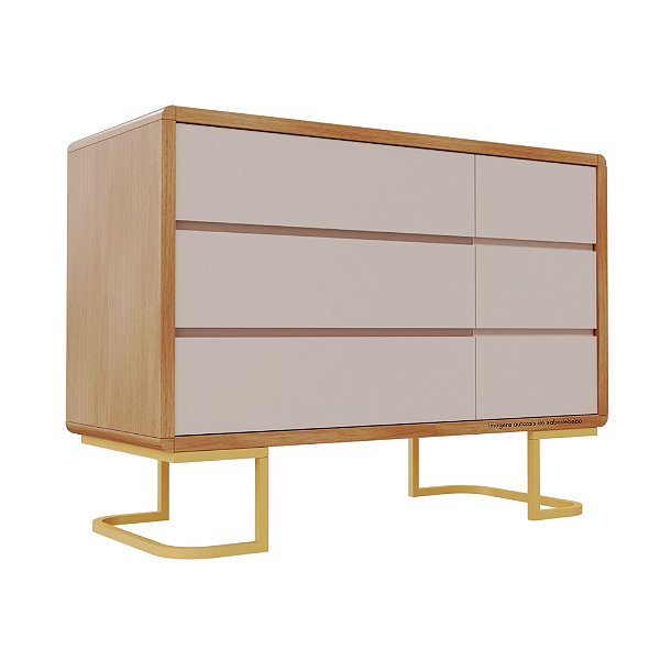 Cômoda Sonhos - Pé Metalico - Com Porta - Corpo Madeira - Rosa Old