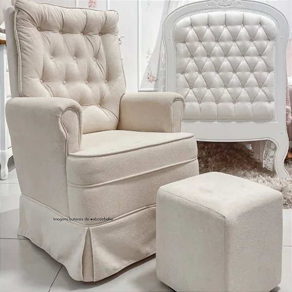 Poltrona De Amamentação Sonhos - Com Balanço - Com Puff - TB620 - Boucle Natural